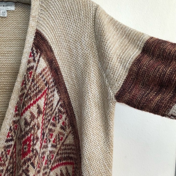 Lucky Brand Women’s Aztec Knit Open Front Long Sleeve Boho Cardigan Size Medium - Picture 6 of 9